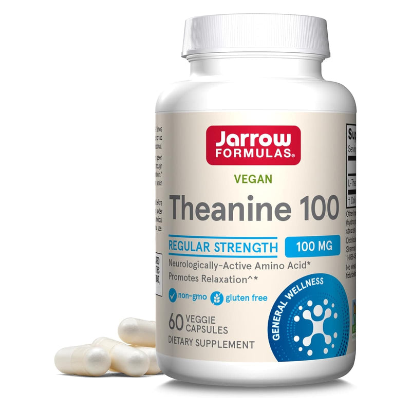 CLEARANCE! Jarrow Formulas Theanine 100 100 mg 60 Veggie Caps, BEST BY 04/2025