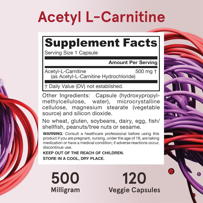 Jarrow Formulas Acetyl L-Carnitine 500 mg 120 Veggie Caps - DailyVita