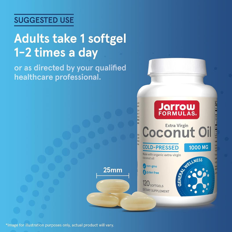 Jarrow Formulas Coconut Oil Extra Virgin 1,000 mg 120 Softgels - DailyVita