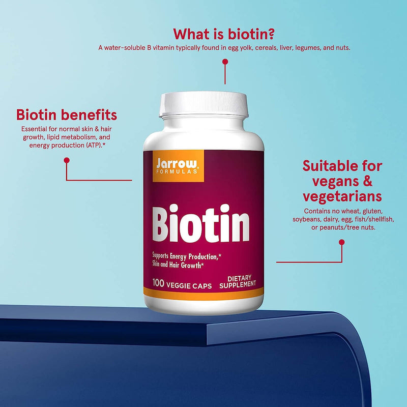 CLEARANCE! Jarrow Formulas Biotin 5,000 mcg 100 Veggie Caps, BEST BY 03/2025