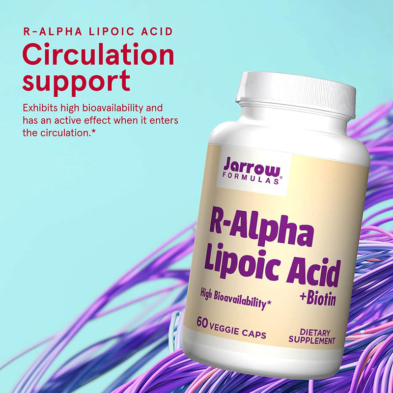 CLEARANCE! Jarrow Formulas R-Alpha Lipoic Acid + Biotin 60 Veggie Caps, BEST BY 01/2025