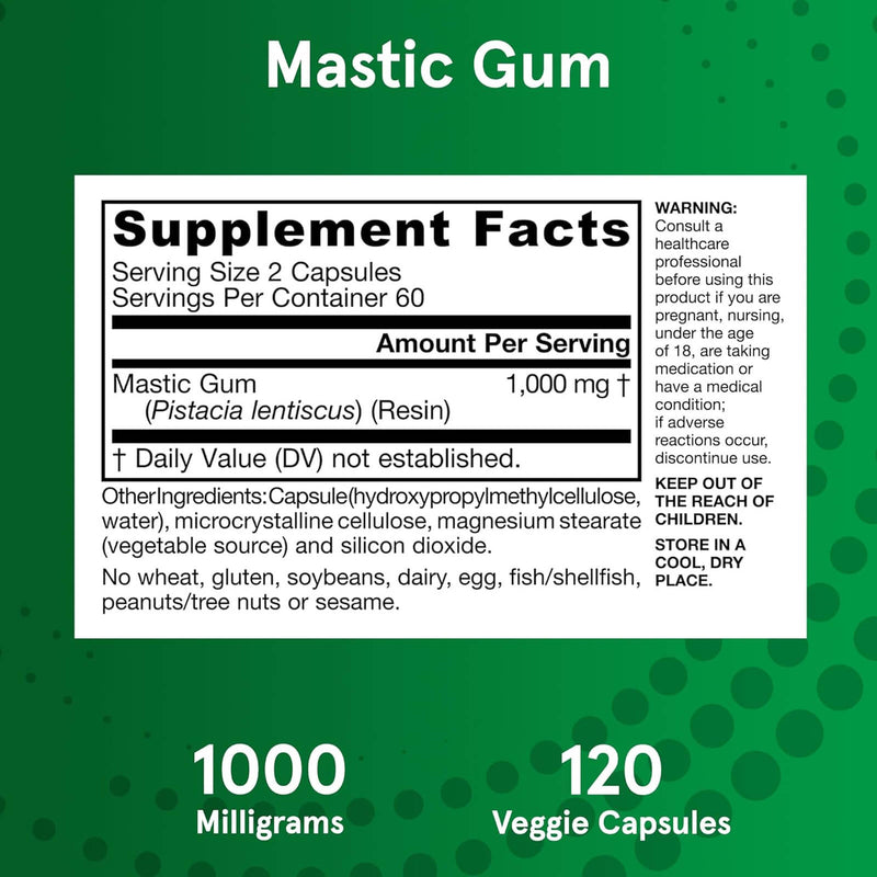 CLEARANCE! Jarrow Formulas Mastic Gum 500 mg 120 Veggie Caps, BEST BY 06/2024