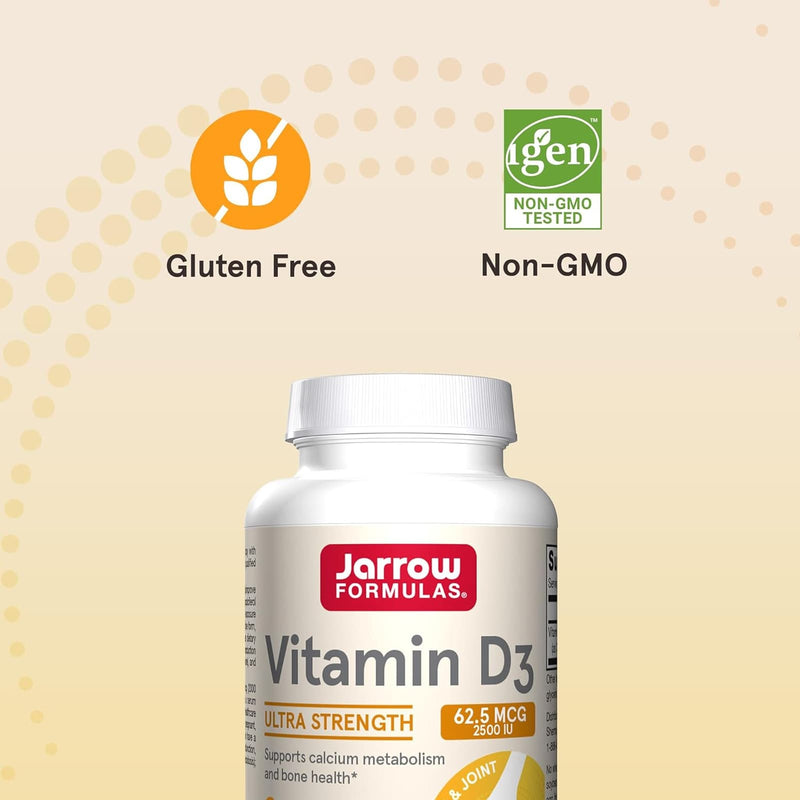 Jarrow Formulas Vitamin D3 Cholecalciferol 62.5 mcg (2,500 IU) 100 Softgels - DailyVita