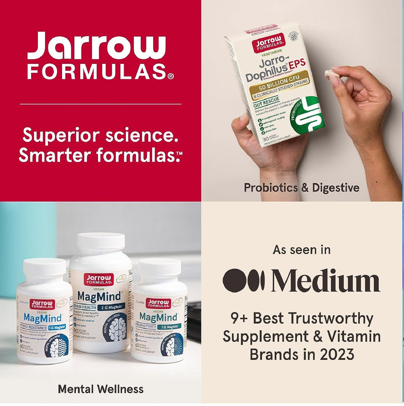 Jarrow Formulas MagMind Stress Resistance with Magtein 1g, 60 Veggie Caps - DailyVita