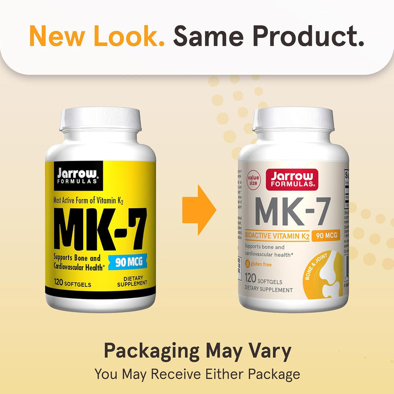 Jarrow Formulas MK-7 Vitamin K-2 as MK-7 90 mcg 120 Softgels - DailyVita