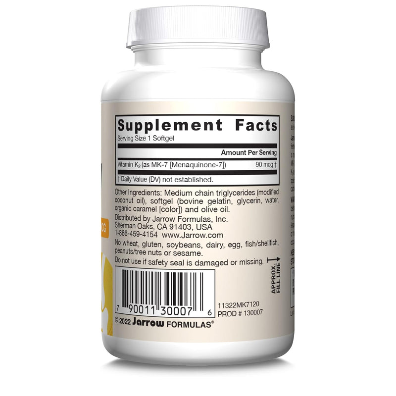 Jarrow Formulas MK-7 Vitamin K-2 as MK-7 90 mcg 120 Softgels - DailyVita