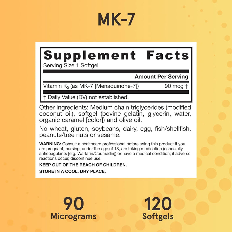 Jarrow Formulas MK-7 Vitamin K-2 as MK-7 90 mcg 120 Softgels - DailyVita