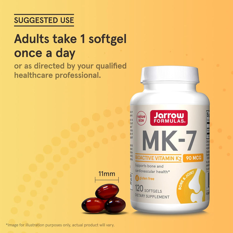 Jarrow Formulas MK-7 Vitamin K-2 as MK-7 90 mcg 120 Softgels - DailyVita