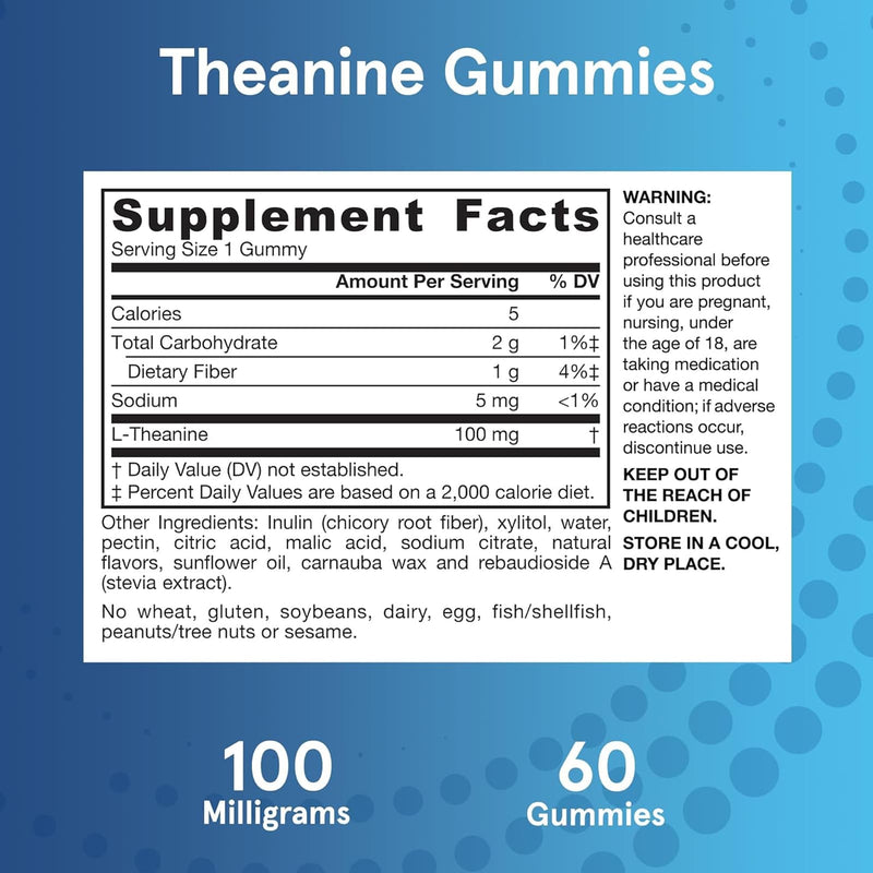 Jarrow Formulas Theanine Gummies Sugar Free Apple Flavor 100 mg 60 gummies - DailyVita