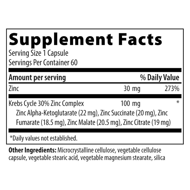 Vibrant Health Krebs Zinc, 60 vegetable capsules