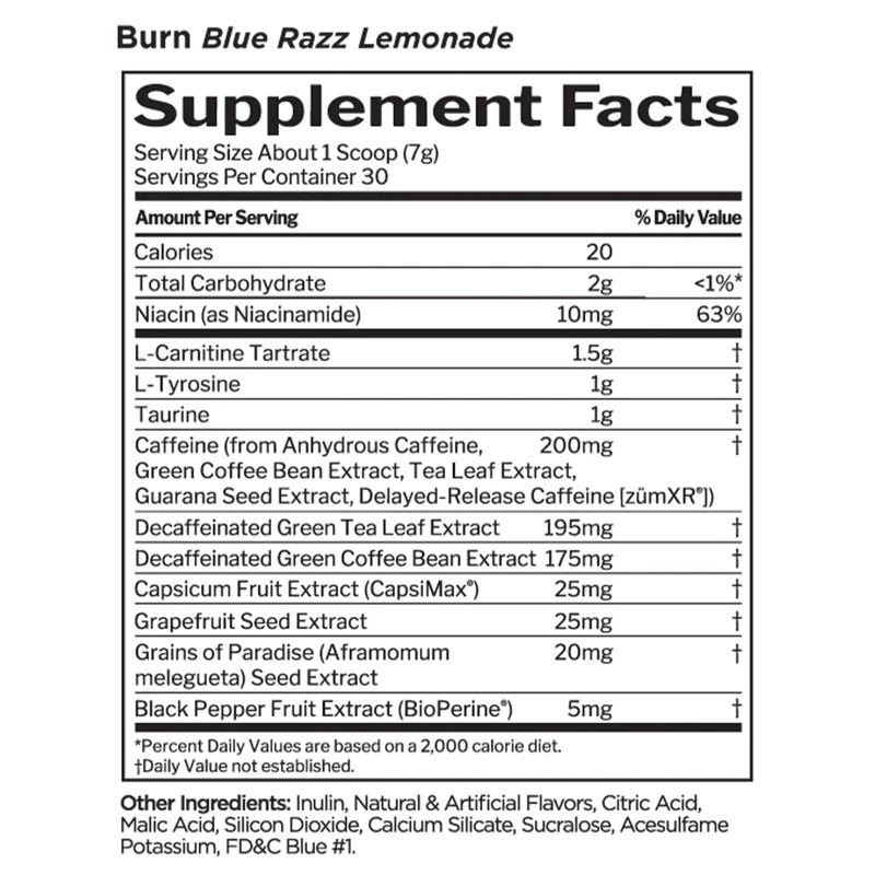 R1 Burn - 30 Servings - Blue Razz Lemonade 210 g