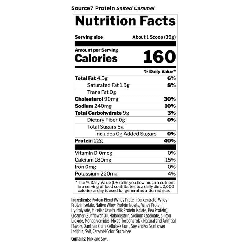 CLEARANCE! R1 Source7 Protein 58 Servings Salted Caramel 4.99 lbs, BEST BY 01/2026 - DailyVita