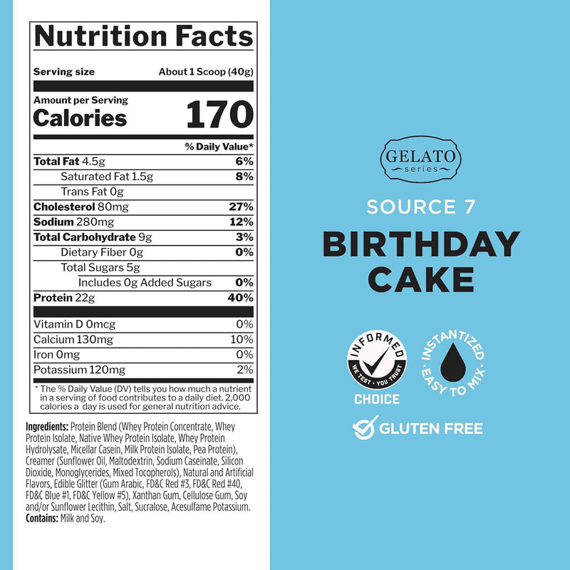 R1 Source7 Protein - 57 Servings - Birthday Cake 5.03 lbs - DailyVita