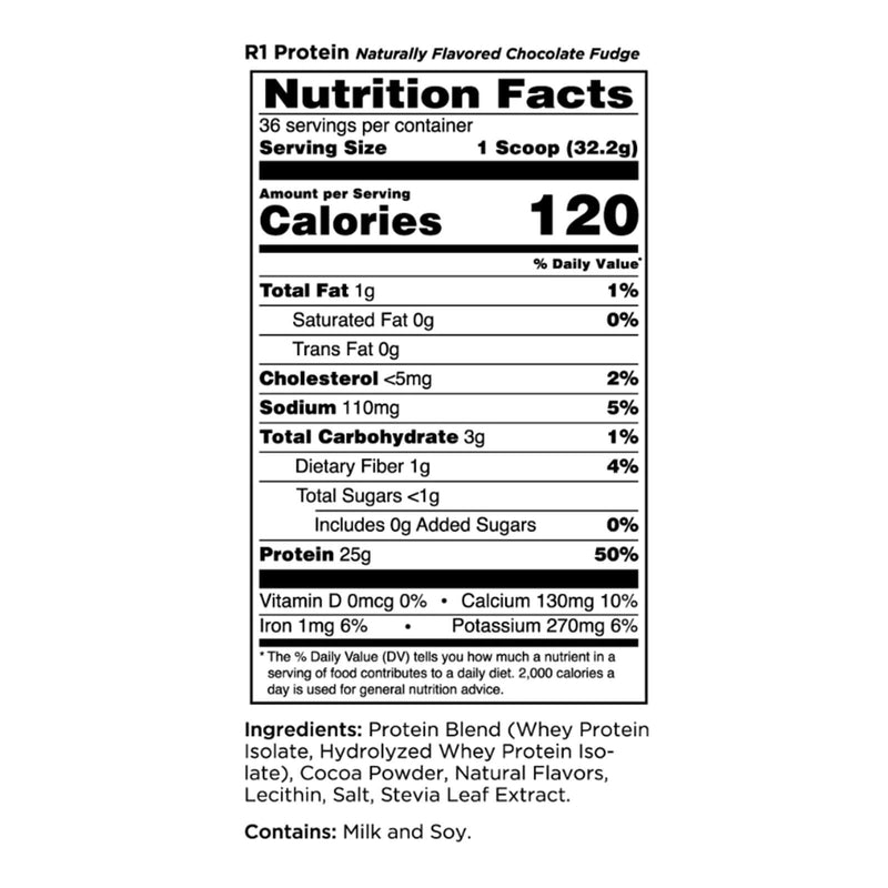 CLEARANCE! R1 Protein 24 Servings Dark Chocolate Naturally Flavored 1.72 lbs, BEST BY 06/2024 - DailyVita