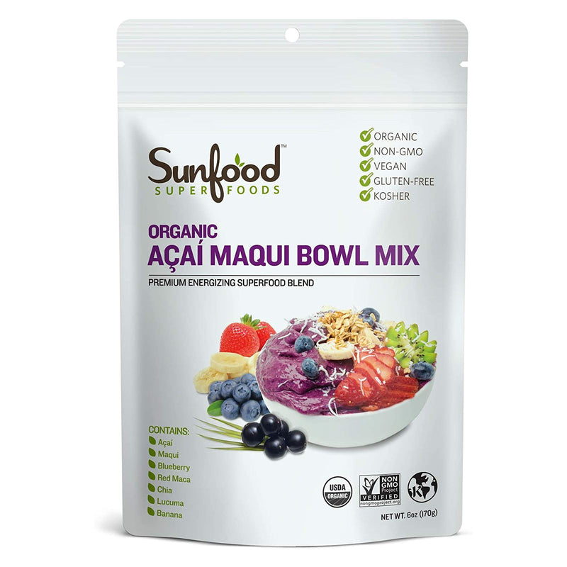 CLEARANCE! Sunfood Acai Maqui Bowl Mix 6 oz, BEST BY 04/2025