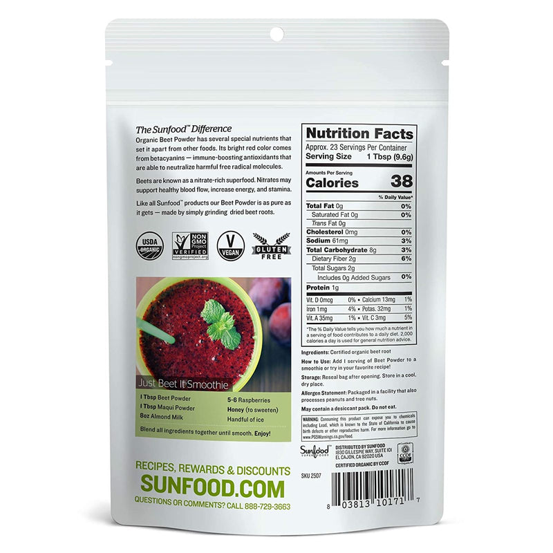 CLEARANCE! Sunfood Beet Powder 8 oz, BEST BY 03/2026 - DailyVita