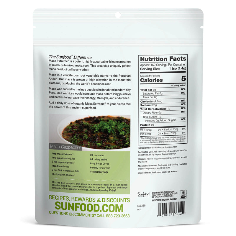 CLEARANCE! Sunfood Maca Extreme 8 oz, BEST BY 02/2025