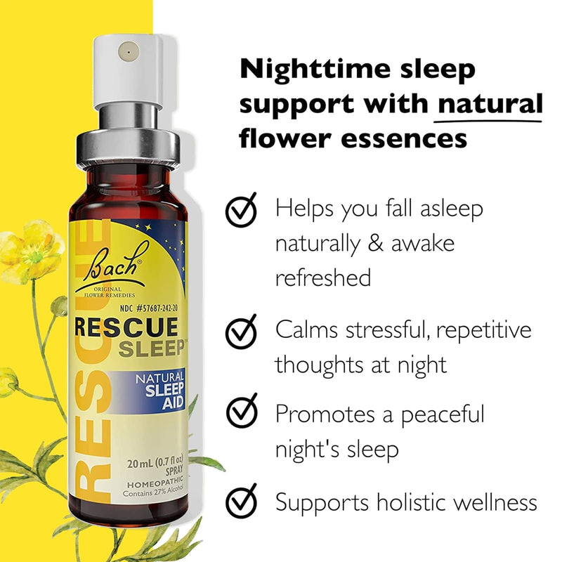 Bach RESCUE SLEEP Spray, Natural Sleep Aid, 0.7 fl oz (20mL) - DailyVita