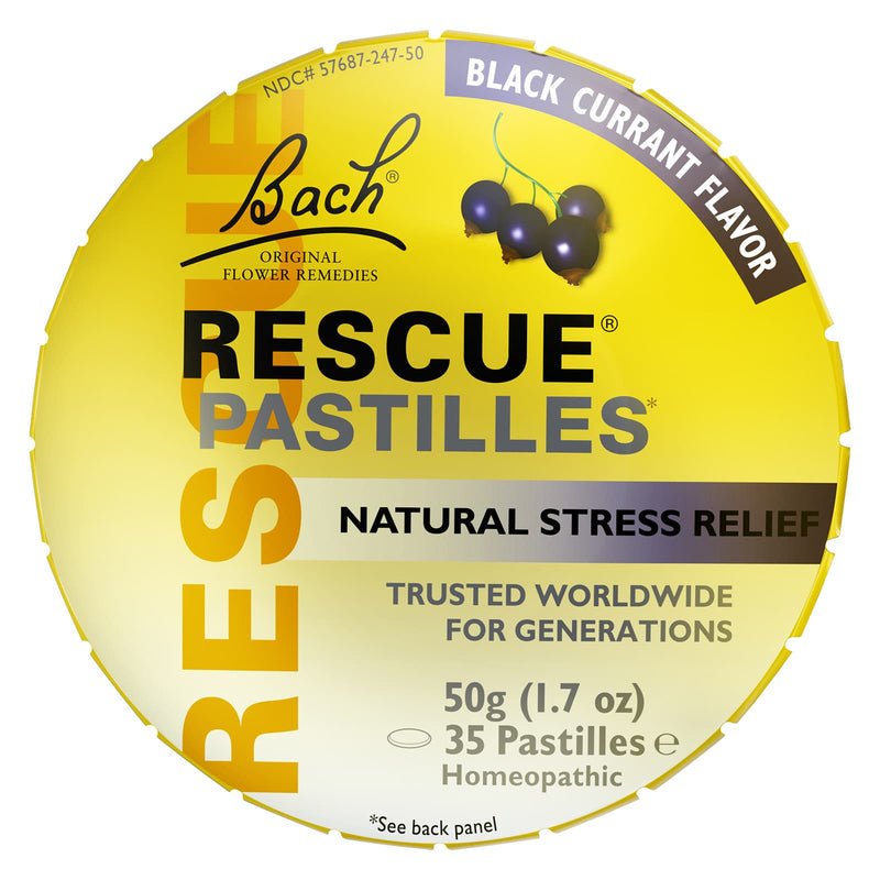 Bach RESCUE Pastilles, Natural Stress Relief, Black Currant Flavor, 50g (1.7 oz)