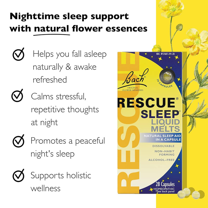Bach RESCUE SLEEP Liquid Melts, Natural Sleep Aid, 28 ct
