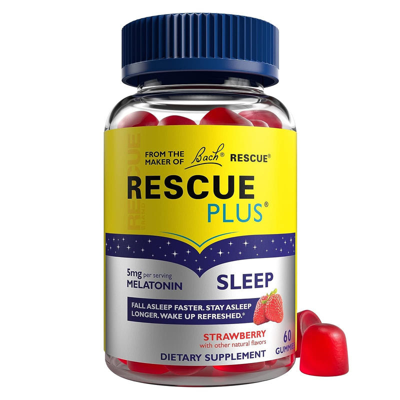 Bach Rescue Plus Sleep Gummies, Melatonin, Strawberry Flavor, 60ct - DailyVita