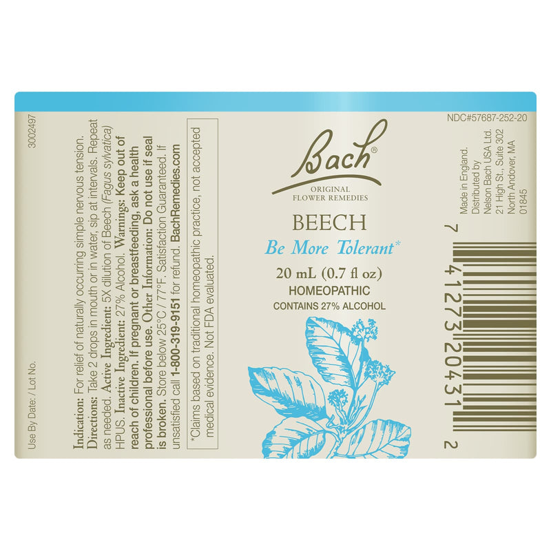 Bach Original Flower Remedies Beech, Be More Tolerant 0.7 fl. oz. (20mL)