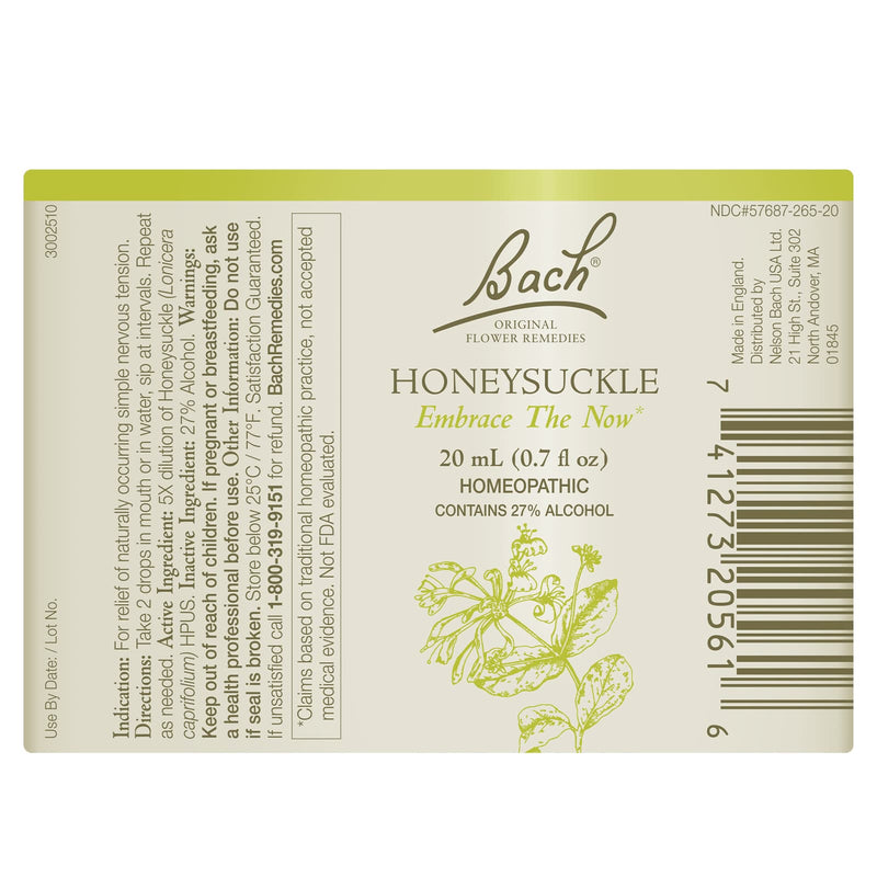 Bach Original Flower Remedies Honeysuckle, Embrace The Now 0.7 fl. oz. (20mL)