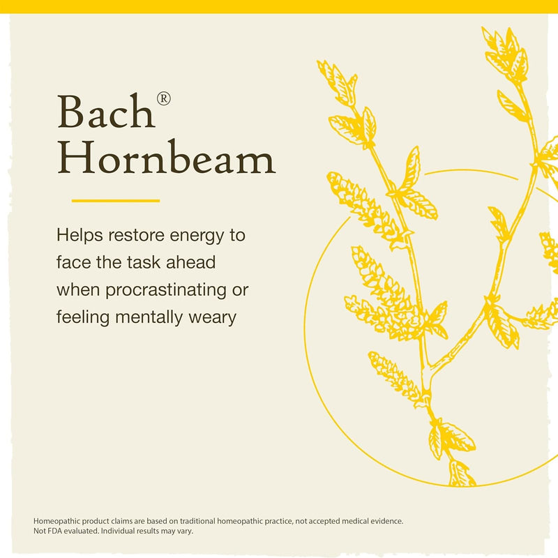 Bach Original Flower Remedies Hornbeam, Procrastinate Less 0.7 fl. oz. (20mL)