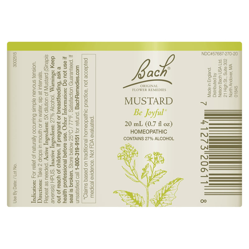 Bach Original Flower Remedies Mustard, Be Joyful 0.7 fl. oz. (20mL) - DailyVita