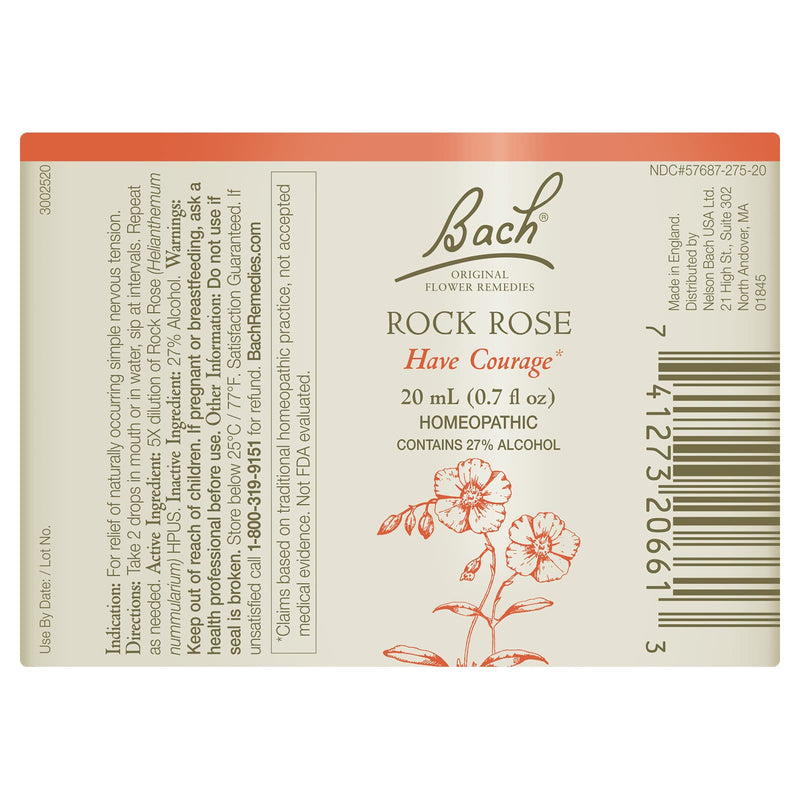 Bach Original Flower Remedies Rock Rose, Have Courage 0.7 fl. oz. (20mL) - DailyVita