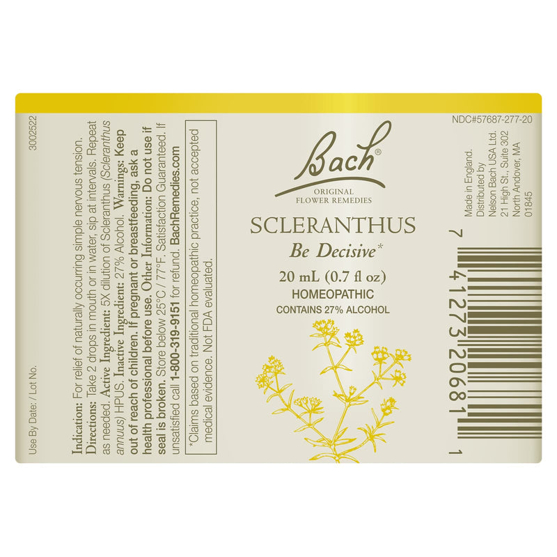 Bach Original Flower Remedies Scleranthus, Be Decisive 0.7 fl. oz. (20mL)