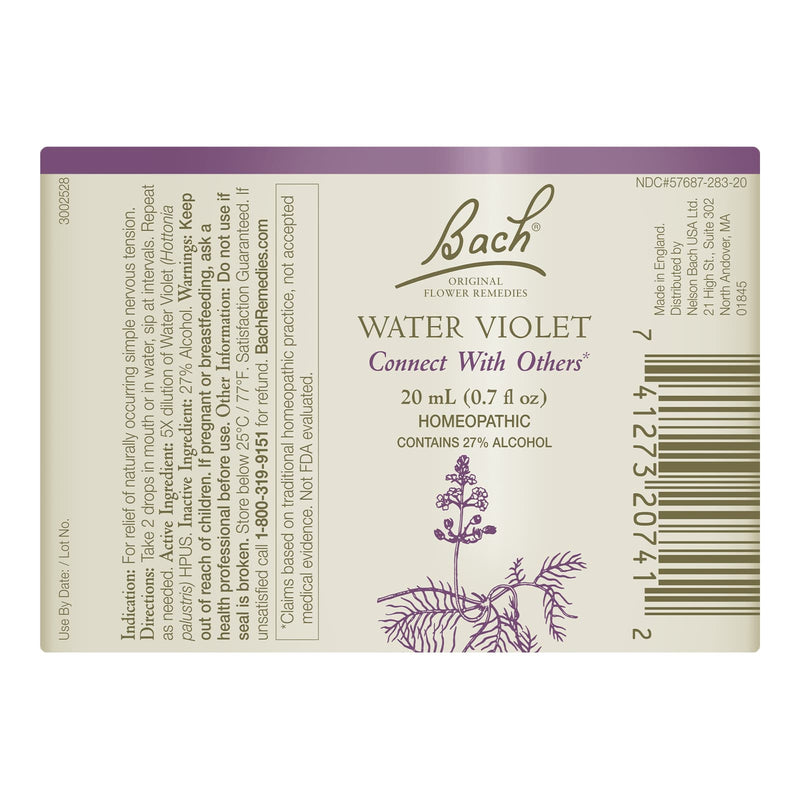 Bach Original Flower Remedies Water Violet, Connect With Others 0.7 fl. oz. (20mL) - DailyVita