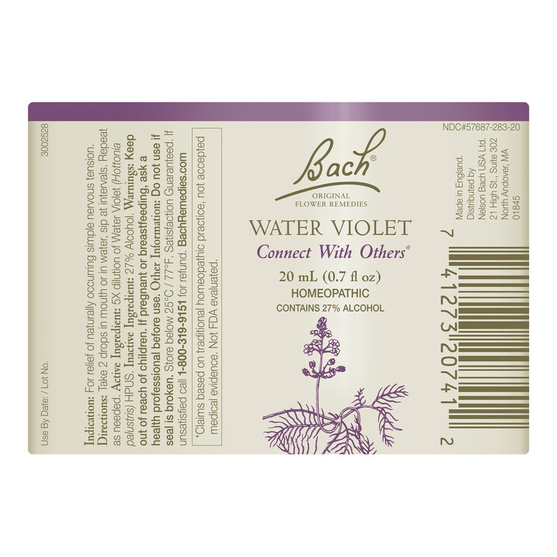 Bach Original Flower Remedies Water Violet, Connect With Others 0.7 fl. oz. (20mL)