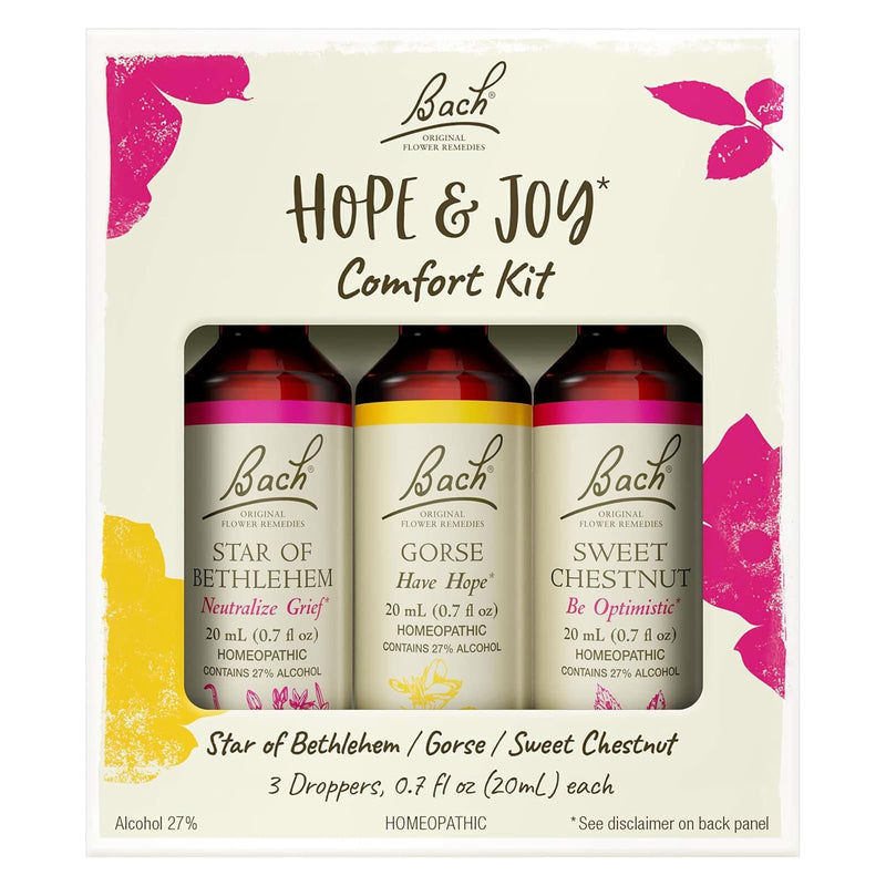 Bach Original Flower Remedies Hope & Joy Comfort Kit: Star of Bethlehem, Gorse, Sweet Chestnut 0.7 fl. oz. ea. (20mL ea.) - DailyVita