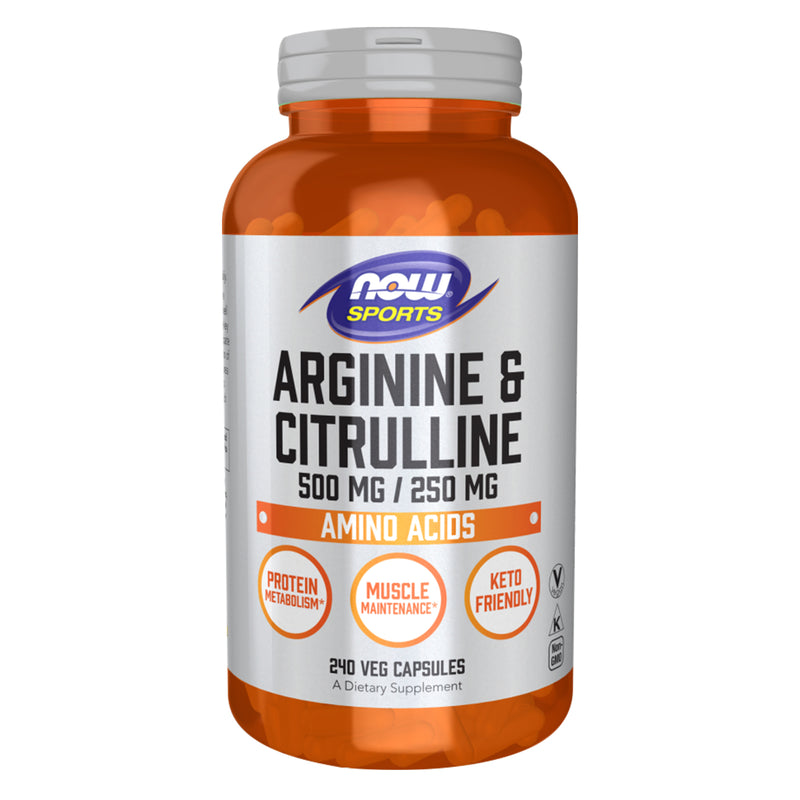 CLEARANCE! NOW Foods Arginine & Citrulline 500 mg / 250 mg 240 Veg Capsules, BEST BY 01/2026 - DailyVita