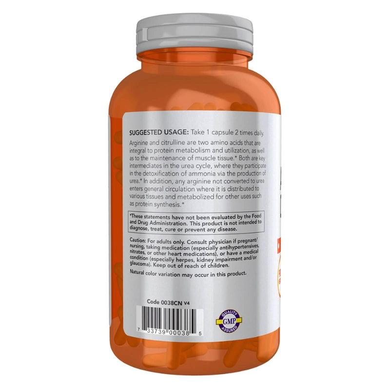 CLEARANCE! NOW Foods Arginine & Citrulline 500 mg / 250 mg 240 Veg Capsules, BEST BY 01/2026 - DailyVita