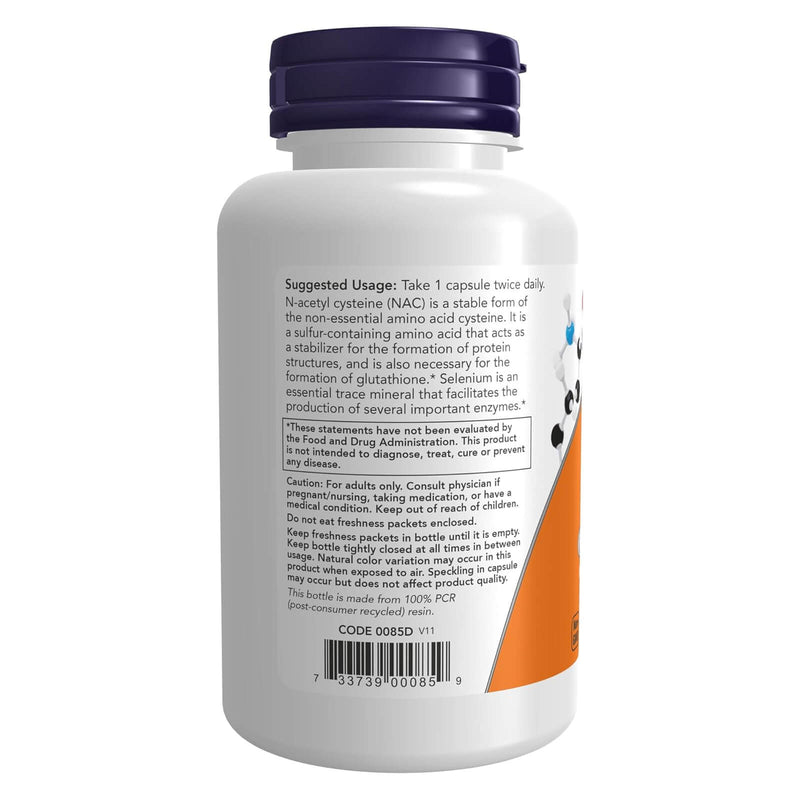 NOWサプリメント、NAC（N-アセチルシステイン）600 mg、セレンとモリブデン、100ベジカプセル
