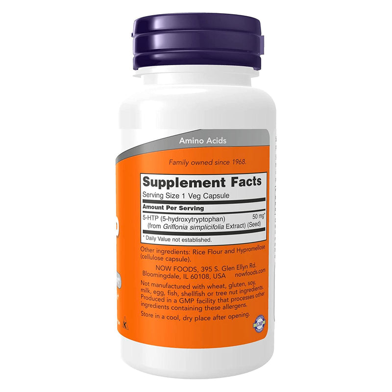 CLEARANCE! NOW Foods 5-HTP 50 mg 90 Veg Capsules, BEST BY 08/2025 - DailyVita