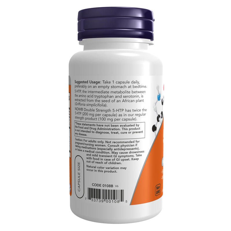 CLEARANCE! NOW Foods 5-HTP Double Strength 200 mg 60 Veg Capsules, BEST BY 01/2026 - DailyVita