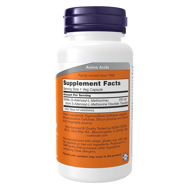 CLEARANCE! NOW Foods SAMe 200 mg 60 Veg Capsules, BEST BY 01/2025