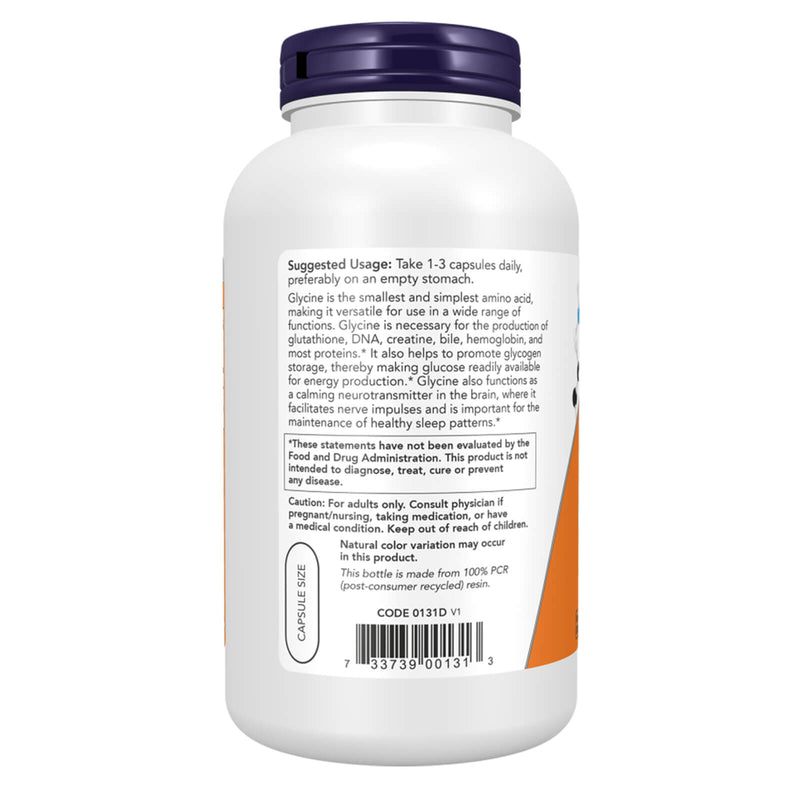 Maintenant aliments glycine 1000 mg 250 capsules de légumes