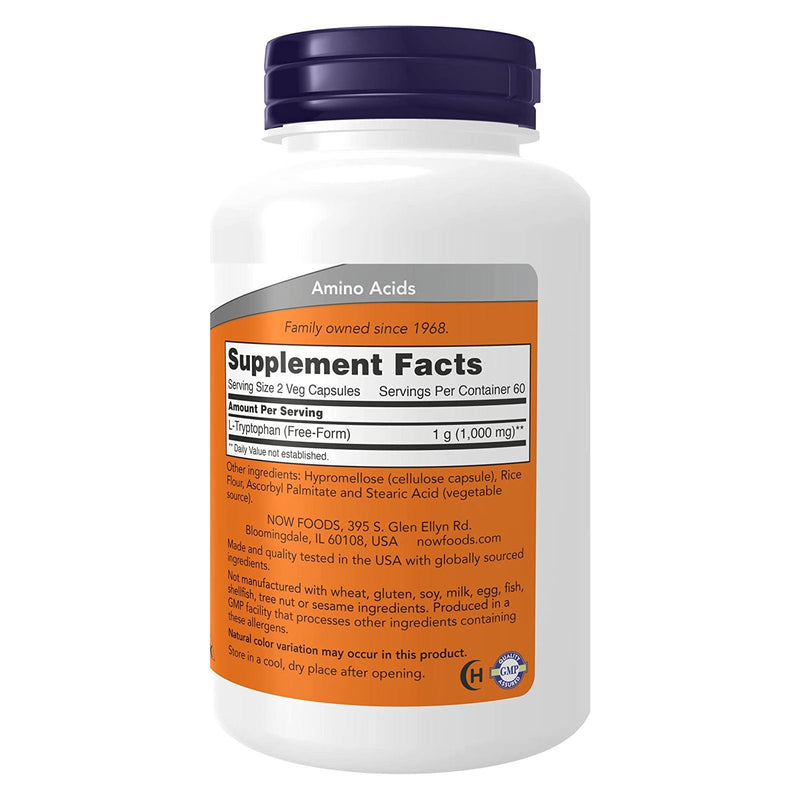 CLEARANCE! NOW Foods L-Tryptophan 500 mg 120 Veg Capsules, BEST BY 01/2026 - DailyVita
