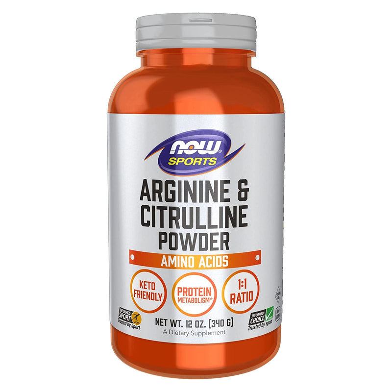 CLEARANCE! NOW Foods Arginine & Citrulline Powder 12 oz, BEST BY 04/2025