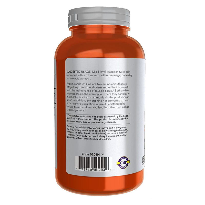 CLEARANCE! NOW Foods Arginine & Citrulline Powder 12 oz, BEST BY 04/2025