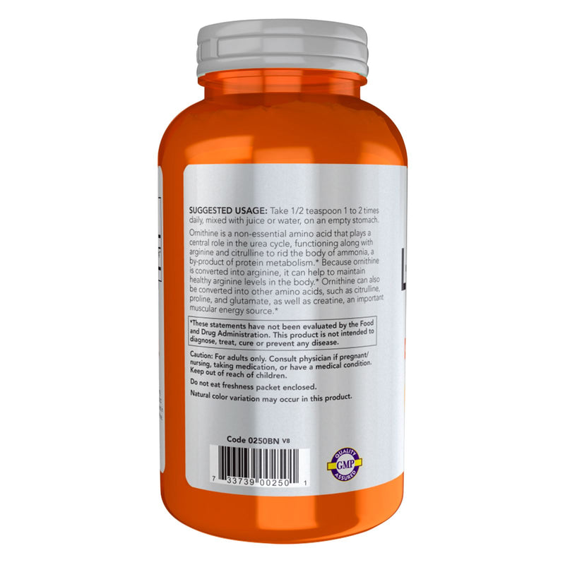 CLEARANCE! NOW Foods L- Ornithine 8 oz Powder, BEST BY 07/2024 - DailyVita