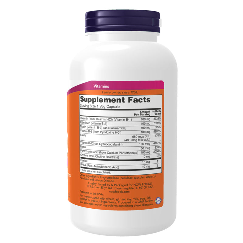 CLEARANCE! NOW Foods Vitamin B-100 250 Veg Capsules, BEST BY 02/2026 - DailyVita