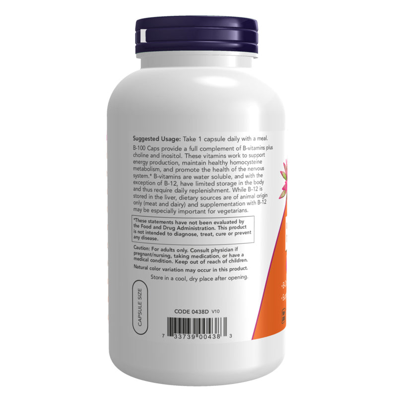CLEARANCE! NOW Foods Vitamin B-100 250 Veg Capsules, BEST BY 02/2026 - DailyVita