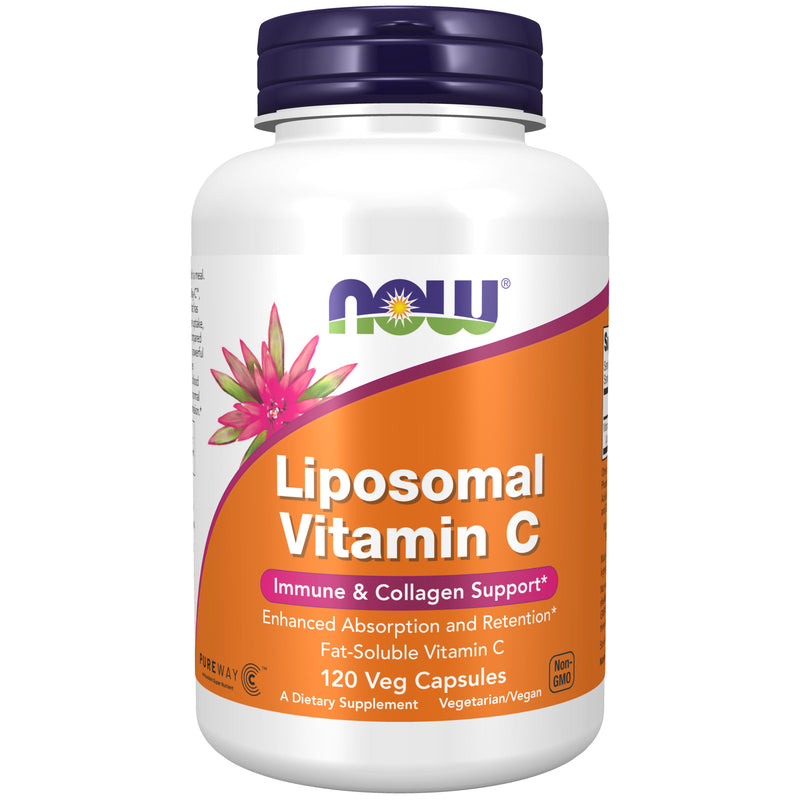 CLEARANCE! NOW Supplements, Liposomal Vitamin C, Immune & Collagen Support*, 120 Veg Capsules, BEST BY 01/2025