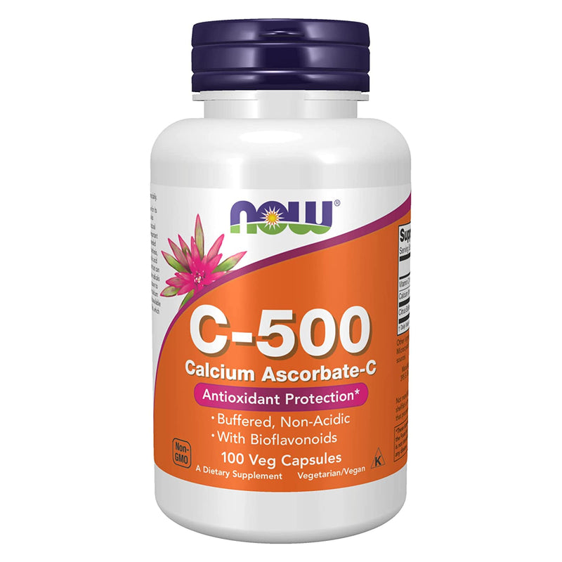 CLEARANCE! NOW Foods Vitamin C-500 Calcium Ascorbate-C 100 Veg Capsules, DENT