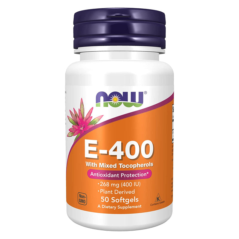 CLEARANCE! NOW Foods Vitamin E-400 With Mixed Tocopherols 50 Softgels, BEST BY 02/2026 - DailyVita